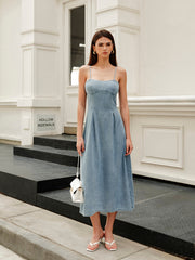 Minimalist Zipper Denim Dress