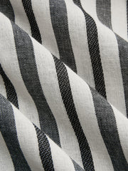 Striped Strapless Cotton Linen Ruched Dress