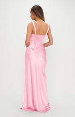 Lana Maxi Dress ~ Light Pink Luxe Satin