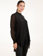 Rhinestone High Neck Top