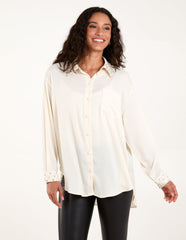 Embellished Collar & Cuff Satin Shirt