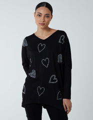 Hotfix Multi Heart Batwing Top