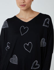 Hotfix Multi Heart Batwing Top