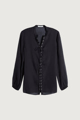LACE-UP CHIFFON BLOUSE