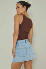 Attitude Ribbed Leotard Chocolate