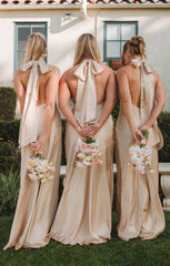 Lisa Maxi Dress ~ Champagne Luxe Satin