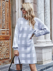Smaibulun | KAITLYN Plaid Knit Dress - Grey