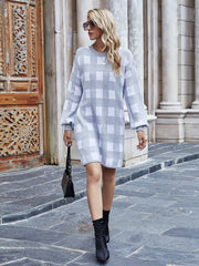 Smaibulun | KAITLYN Plaid Knit Dress - Grey
