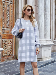 Smaibulun | KAITLYN Plaid Knit Dress - Grey