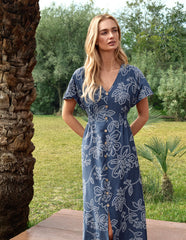 Button Front Midi Dress