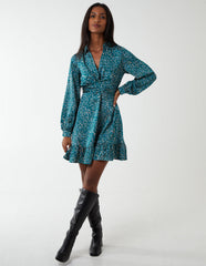 Wrap Bust Mini Shirt Dress