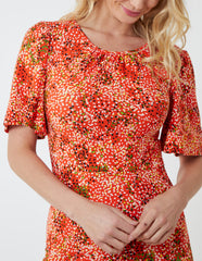 Angel Sleeve Tiered Midi Dress