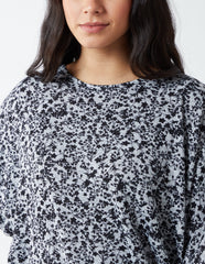 Mini Floral Print Deep Hem Batwing Top