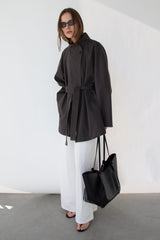 BELTED FUNNEL NECK JACKET