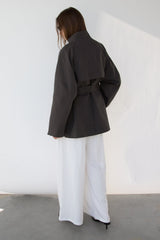 BELTED FUNNEL NECK JACKET