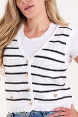 Stripe Sleeveless Knit Vest
