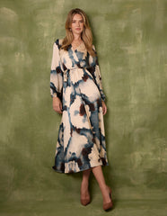 Watercolour Wrap Dress With Tie Belt