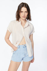 JEAN SHORT WITH FRAYED HEM