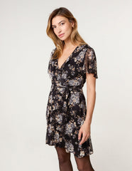 Frill Wrap Mini Dress