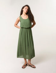 Plain Puff Ball Midi Dress
