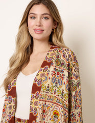 Paisley Print Kimono With Embellishment