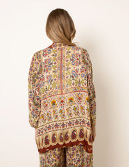 Paisley Print Kimono With Embellishment