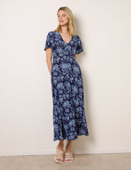 Floral Button Through Midi Dress