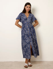 Button Front Midi Dress