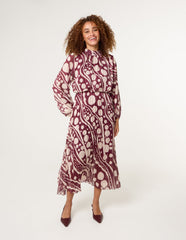 Abstract Polka Dot Dress And Metallic Striped Dress