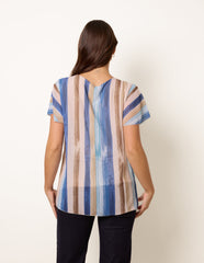 Short Sleeve Pleated Paint Top
