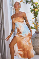 Etta Midi Dress - Orange Blue
