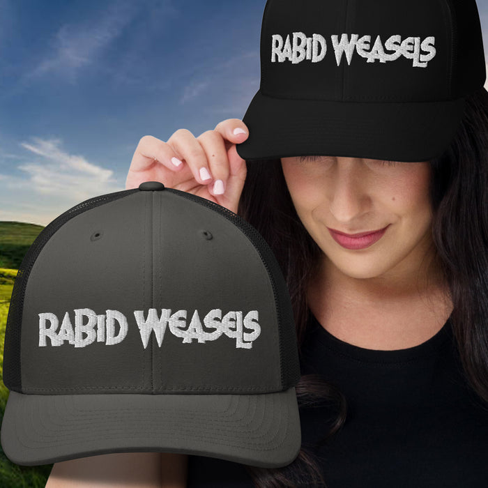 Rabid Weasels (Pick Color w/ White Stitching) Trucker Cap
