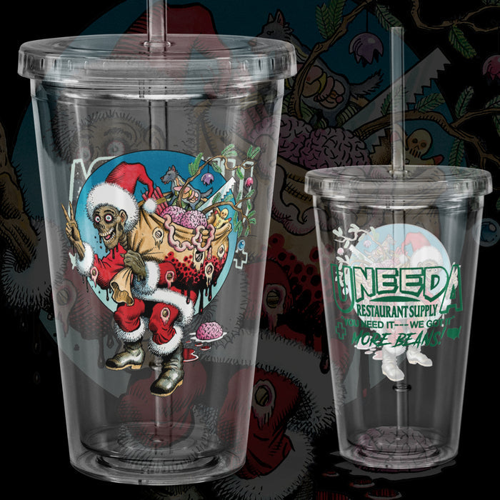 Santa Tarman 16oz. Clear plastic tumbler