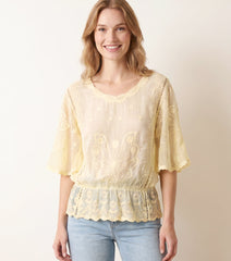 Floral Lace Butterfly Sleeve Blouse