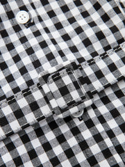 Gingham Collared Halter Belted Midi Dress