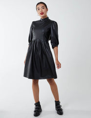 High Neck PU Dress