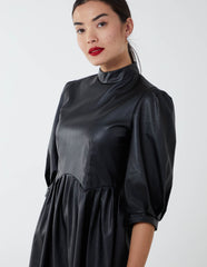 High Neck PU Dress