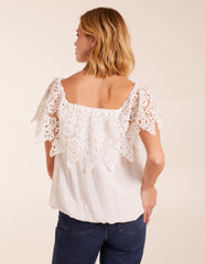 Crochet Lace Milkmaid Puff Ball Top