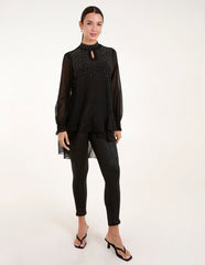 Rhinestone High Neck Top