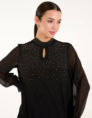 Rhinestone High Neck Top