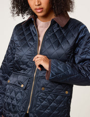 Diamond Quilted Cord Collar Coat
