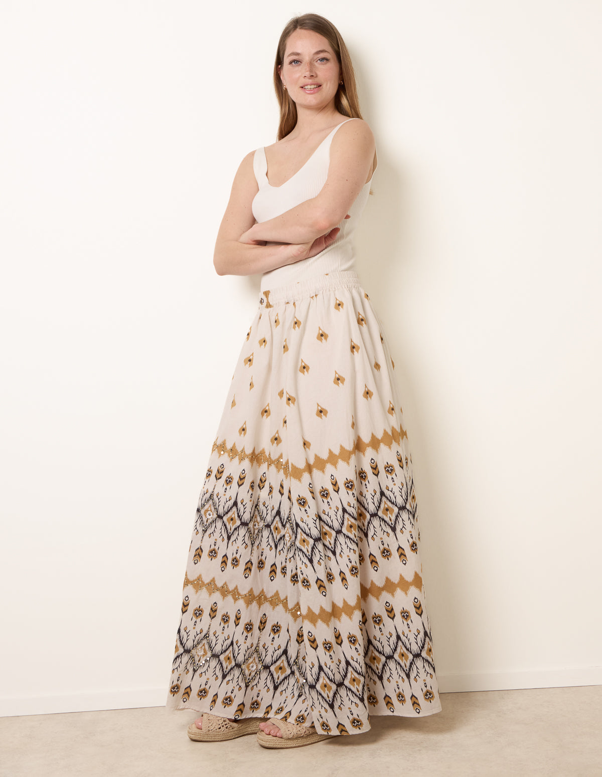 Embroidered Midi Skirt
