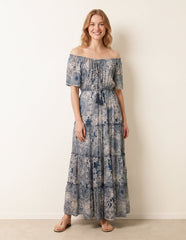 Tie Front Bardot Maxi Dress