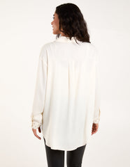 Embellished Collar & Cuff Satin Shirt