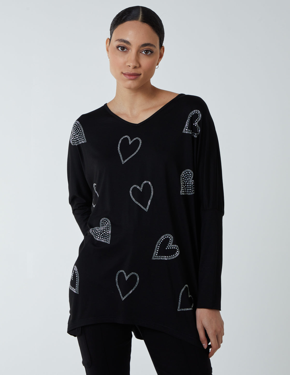 Hotfix Multi Heart Batwing Top