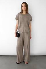CRINKLED RAYON SHORT SLEEVE TOP