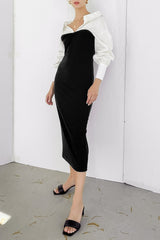 CONTRAST MIDI DRESS