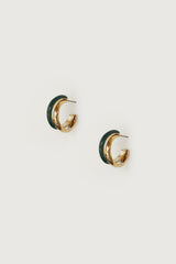 DOUBLE LAYERED HOOP STONE EARRING