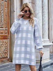 Smaibulun | KAITLYN Plaid Knit Dress - Grey
