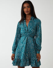 Wrap Bust Mini Shirt Dress